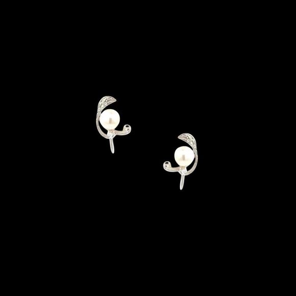 Mikimoto Estate Akoya Pearl Clip-on Earrings Sterling Silver 6.19 mm M435 - Picture 1 of 8
